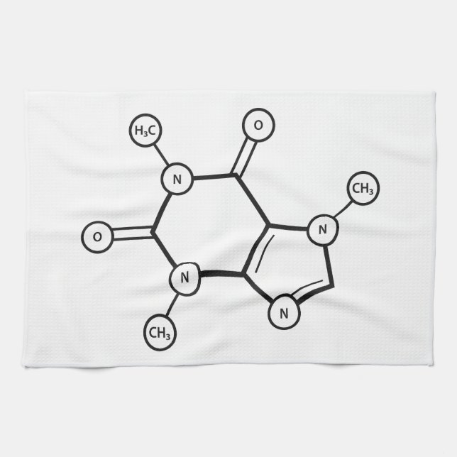 caffeine molecular structure kitchen towel (Horizontal)