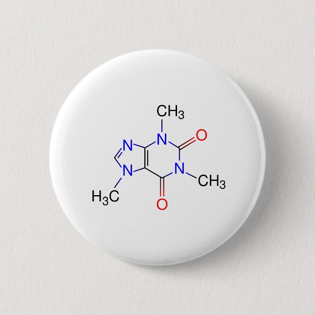 Caffeine Molecule 2 Inch Round Button (Front)