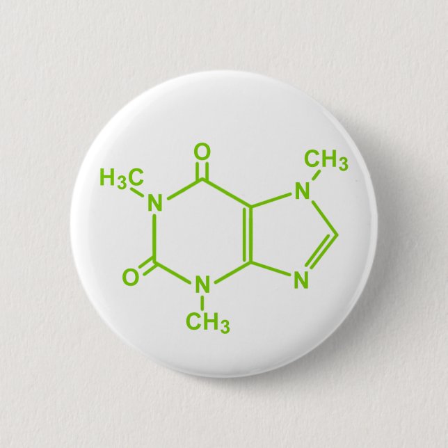 Caffeine Molecule 2 Inch Round Button (Front)