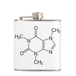 Caffeine Molecule Chemistry Coffee Atoms Hip Flask