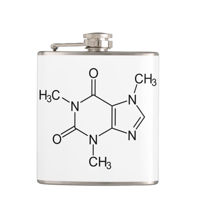 Caffeine Molecule Chemistry Coffee Atoms Hip Flask (Front)