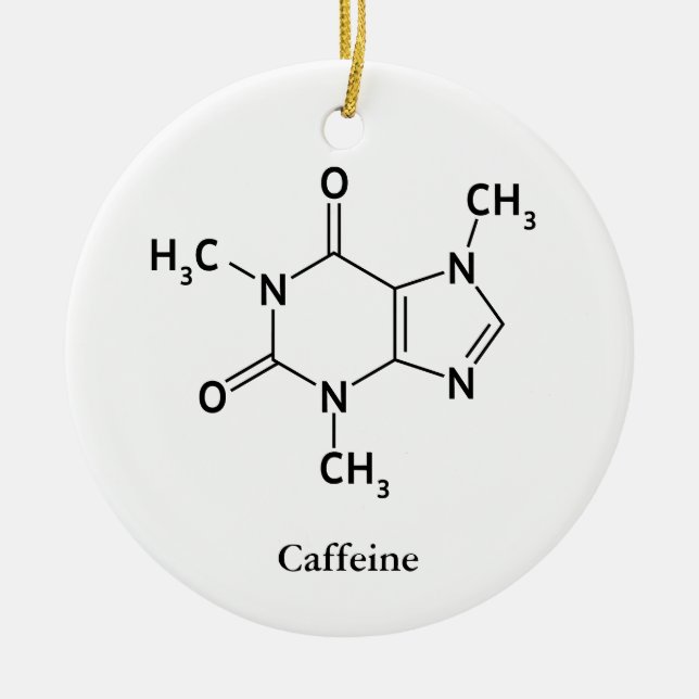 Caffeine Molecule Chemistry Cute Coffee Lovers Ceramic Ornament (Front)