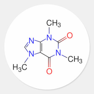 Caffeine Molecule Classic Round Sticker