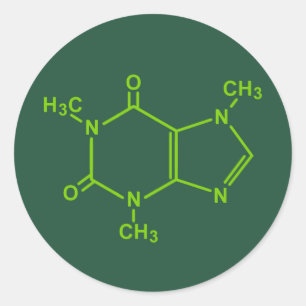 Caffeine Molecule Classic Round Sticker