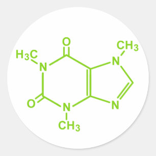 Caffeine Molecule Classic Round Sticker