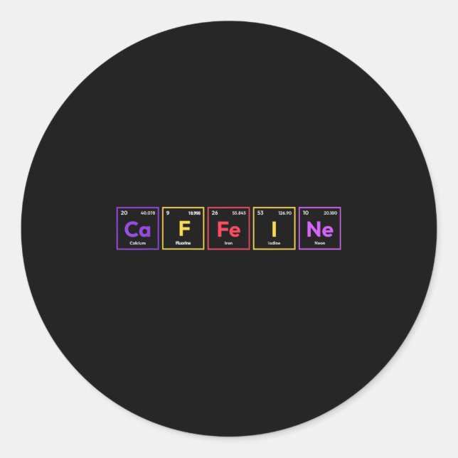 Caffeine Molecule Coffee Chemical Formula Chemistr Classic Round Sticker (Front)