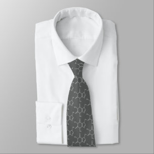 Caffeine Molecule Coffee Lovers' Charcoal Gray Tie