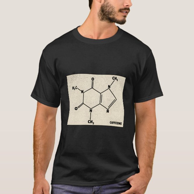 Caffeine Molecule Coffee Lovers Chemistry T-Shirt (Front)