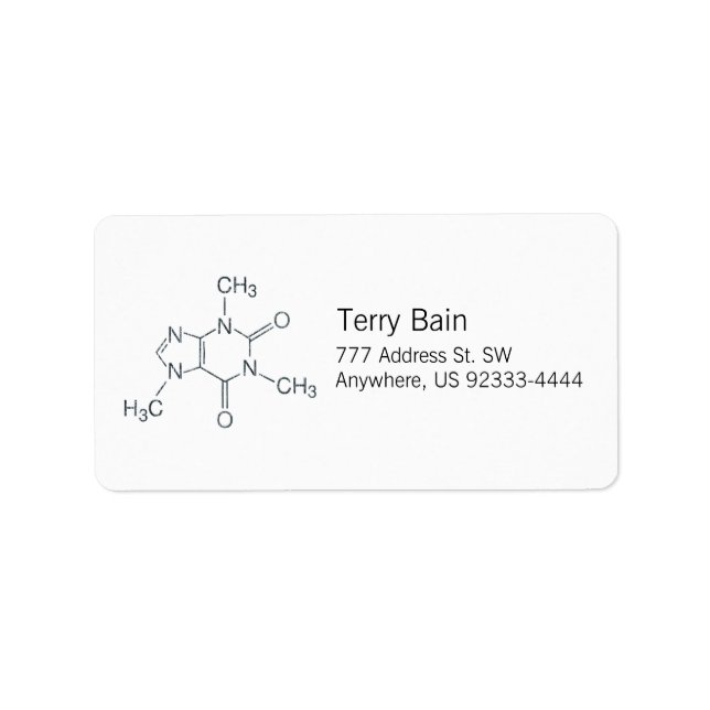 Caffeine Molecule for Coffee Lovers Label (Front)