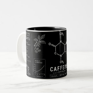 Caffeine Molecule Formula White Line Art Two-Tone Coffee Mug