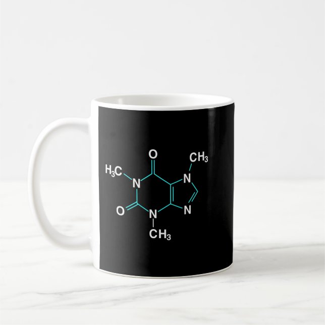 Caffeine Molecule - Funny Coffee Chemistry Pullove Mug (Left)