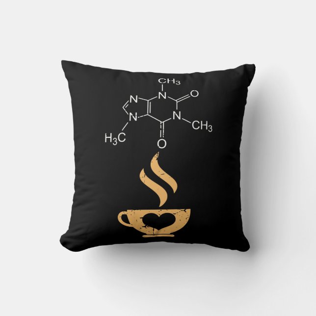 Caffeine Molecule Gift Coffee Lover Science Nerds Throw Pillow (Front)