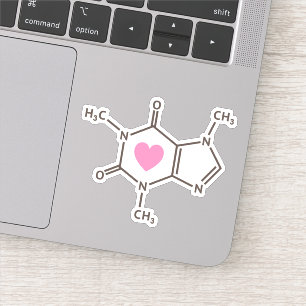 Caffeine molecule molecular structure with heart