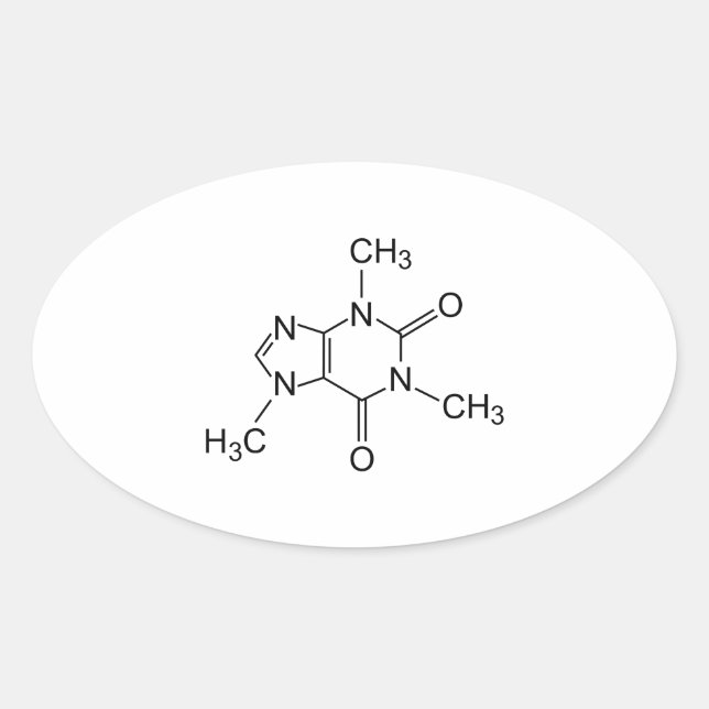Caffeine Molecule Oval Sticker (Front)