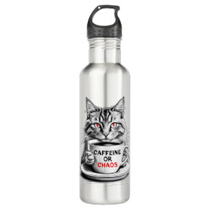 Caffeine Or Chaos Cat Coffee Lover 710 Ml Water Bottle