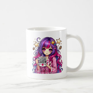 Caffeine Queen - Sassy Anime Girl in Pyjamas Coffee Mug