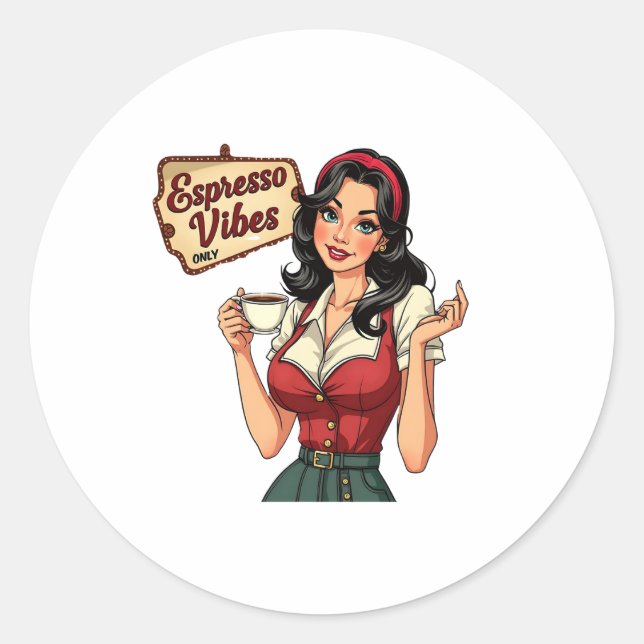 Caffeine Queen: Sip, Slay, Repeat Classic Round Sticker (Front)