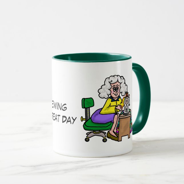 Caffeine + Sewing Quilting Coffee Mug (Front Right)