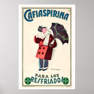 Cafiaspirin For Colds Vintage Advertising Poster