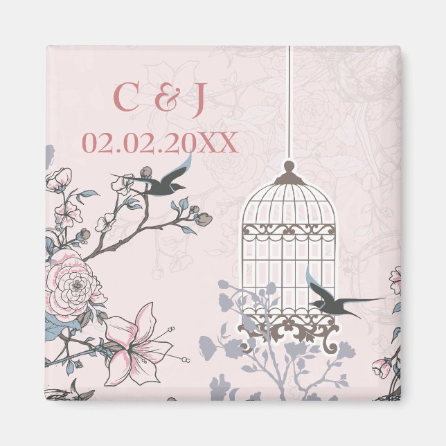 cage aux oiseaux roses, inséparables Magnet Réserv (Devant)