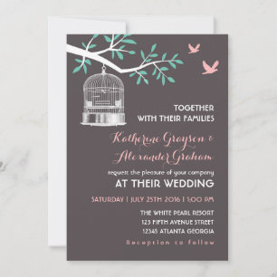 Cage d'oiseaux gris et Faire-part de mariage rusti