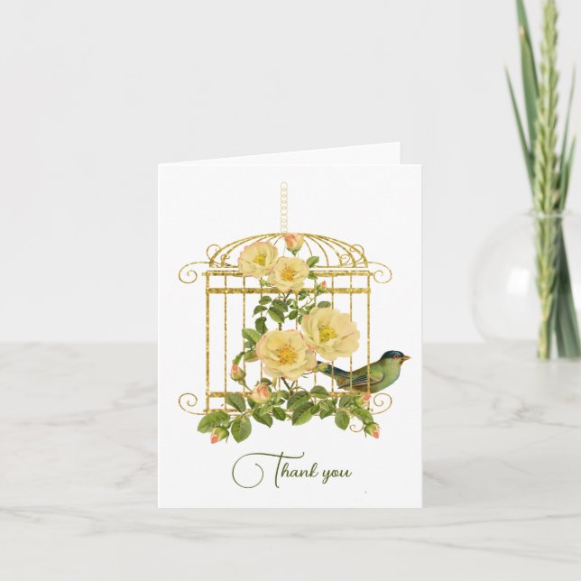 Cage d'oiseaux nostalgiques et Cartes de remerciem (Devant)