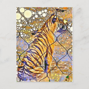 Caged Tiger Art Postcard