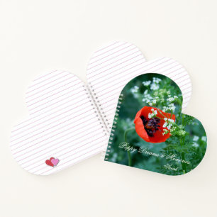 Cahier à coeur personnalisé : Macro Poppy Rouge Or