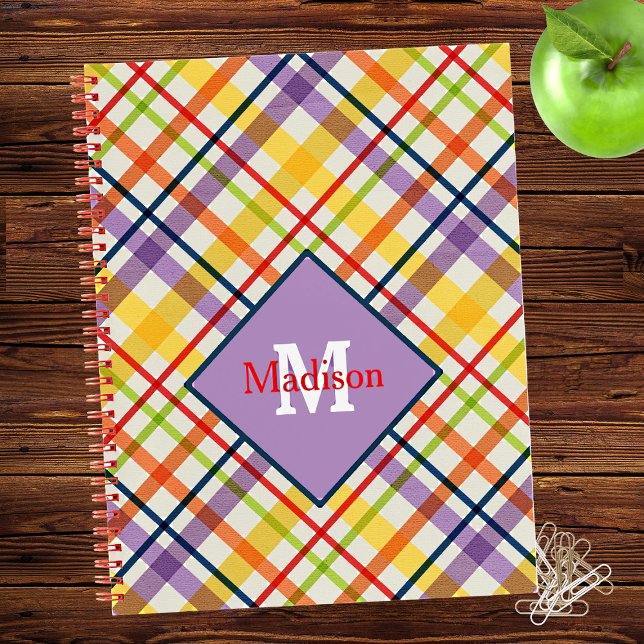 Cahier à monogramme carreaux école Bright violet (Créateur téléchargé)
