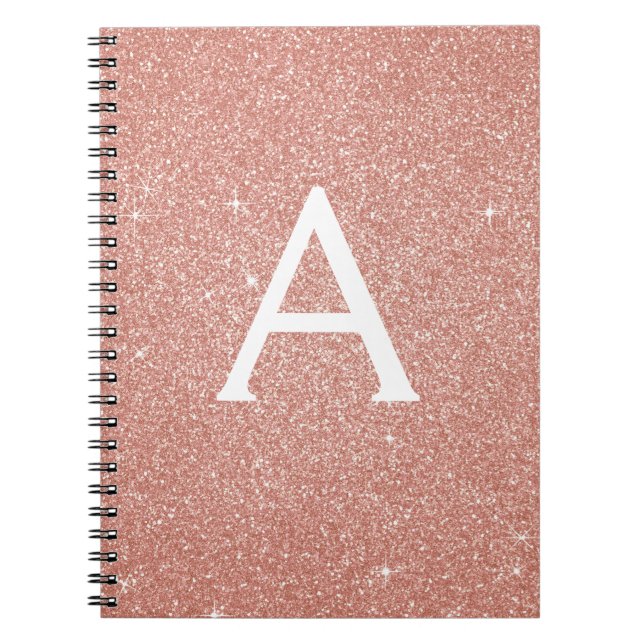 Cahier à monogramme rose gold pailleté scintillant (Devant)