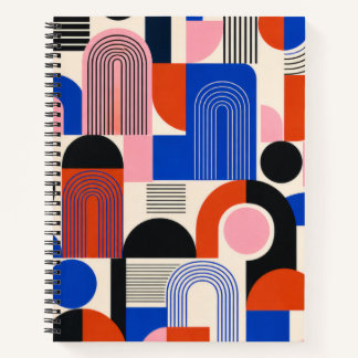 Cahier à motif d'arche géométrique rétro gras