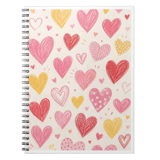 Cahier à motif de cœur dessiné à la main esthétiqu