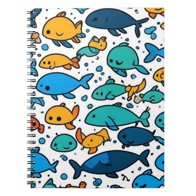 Cahier à motif de poissons colorés mignons (Devant)