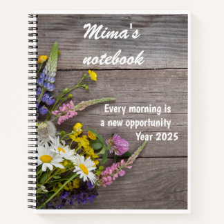 Cahier à motif de rose élégant avec nom personnali