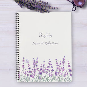 Cahier à reliure lavande florale aquarelle violett