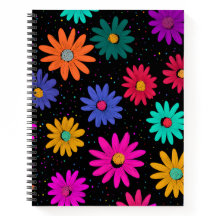 Cahier à reliure spirale à motif floral rétro colo