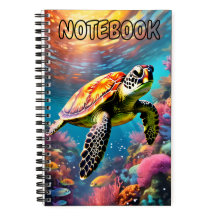 Cahier à reliure spirale à thème tortue 