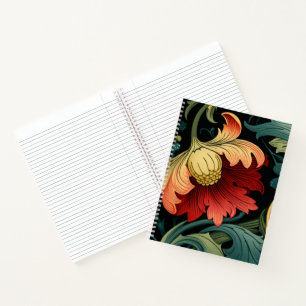 Cahier à reliure spirale - Art nouveau floral roug