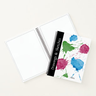 Cahier à reliure spirale aux éclaboussures de pein
