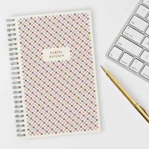 Cahier à reliure spirale avec cadre damier - Marro