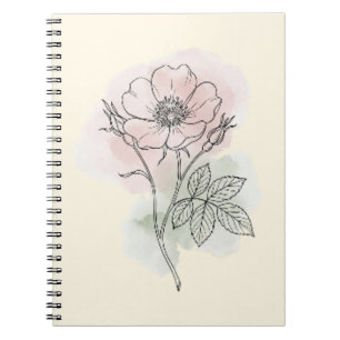 Cahier à reliure spirale avec croquis aquarellé de