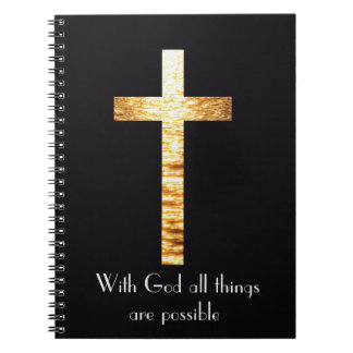 Cahier à reliure spirale Croix d'or avec Dieu
