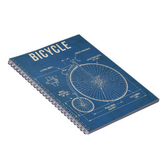 Cahier à reliure spirale de plan vintage de bicycl