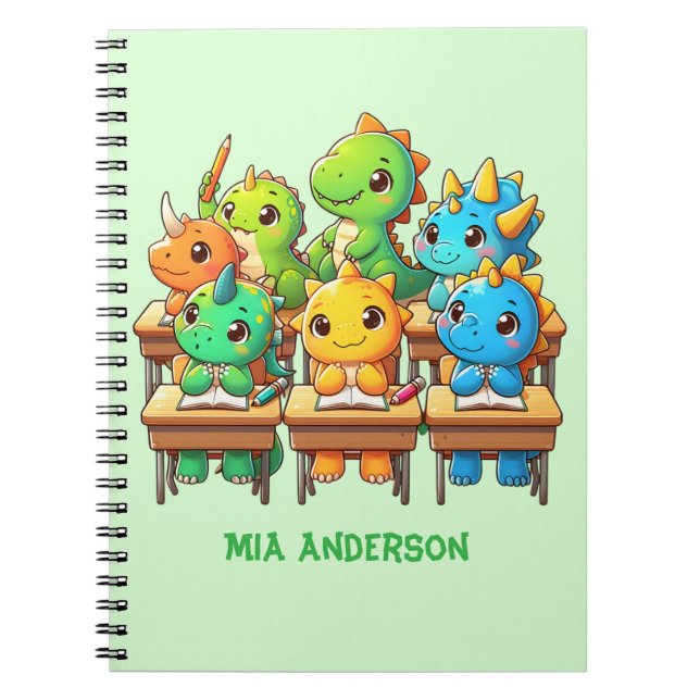 Cahier à reliure spirale Dinosaure mignon (Devant)