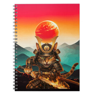 Cahier à reliure spirale premium Samurai Cat Warri