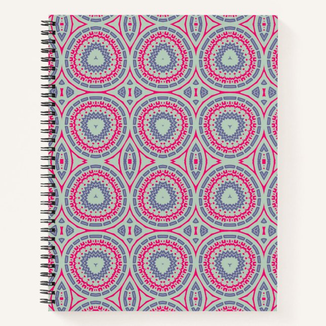 Cahier à spirale à motif circulaire rose (Devant)