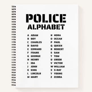 Cahier à spirale Alphabet phonétique de la police