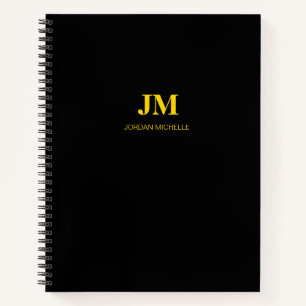 Cahier à spirale avec monogramme noir et or