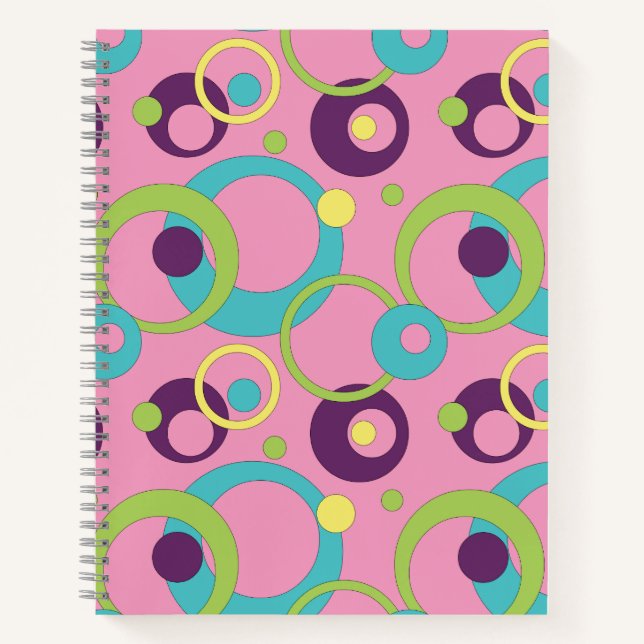 Cahier à spirale Cercles Rose Funky (Devant)