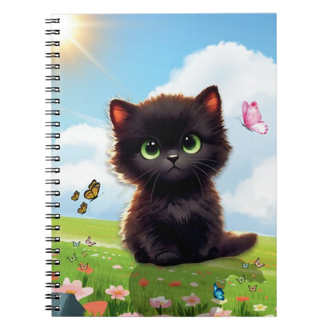 Cahier à spirale Chat Noir Mignon (Devant)